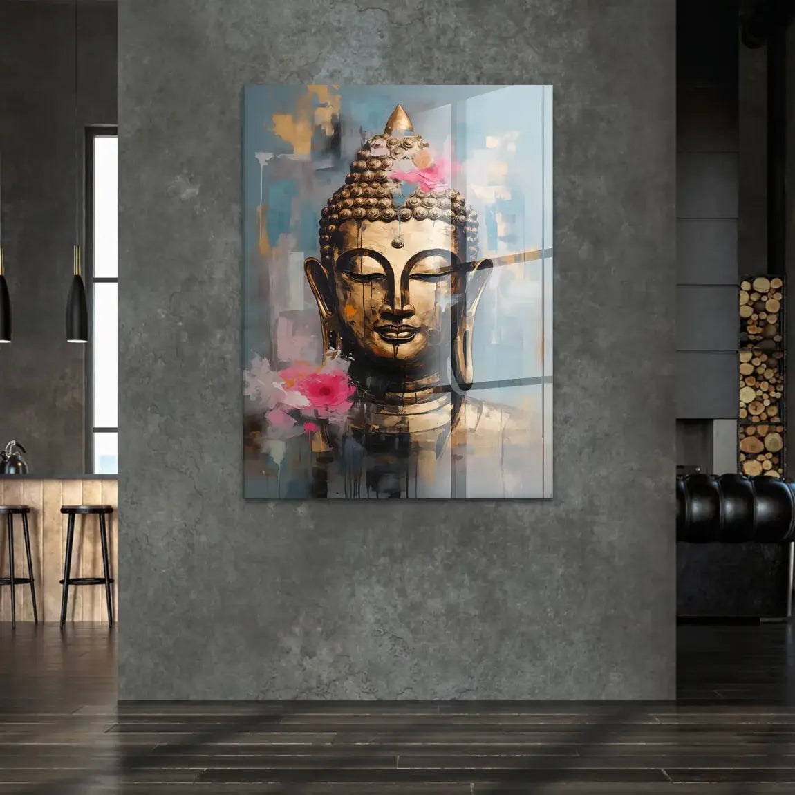 Golden Lotus Buddha Acrylglasbild
