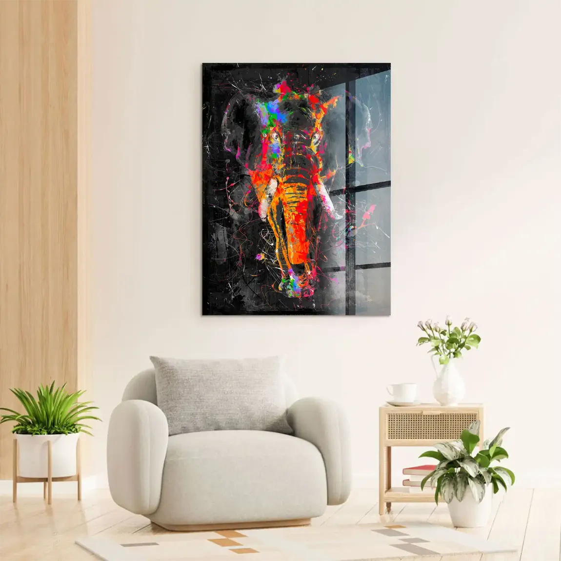 Bunter Elefant Acrylglasbild