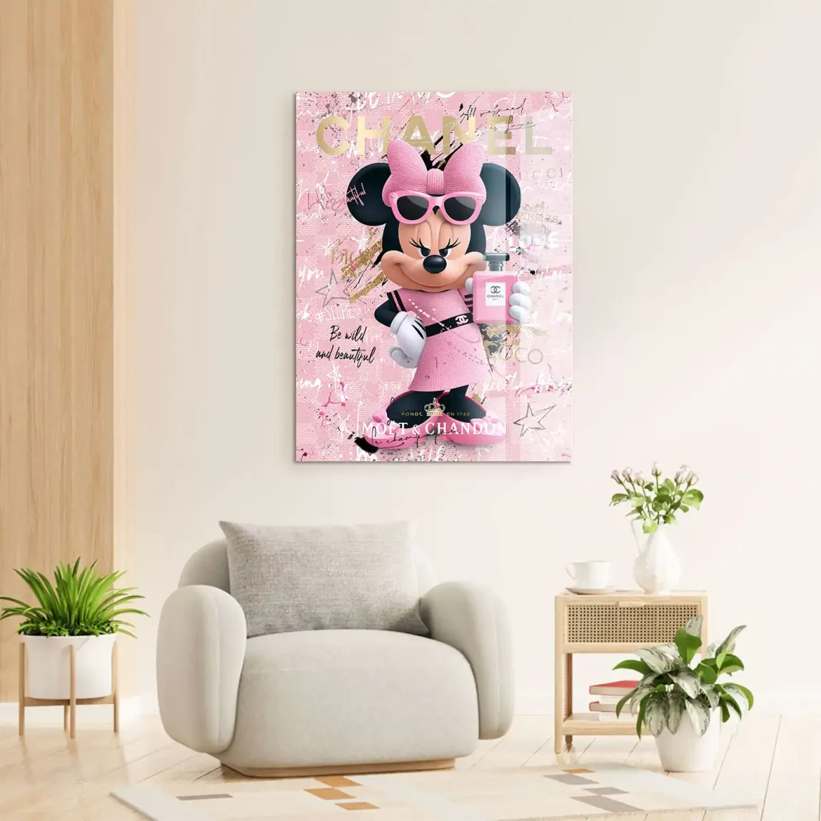 Minnie Maus Rosé Coco Acrylglasbild