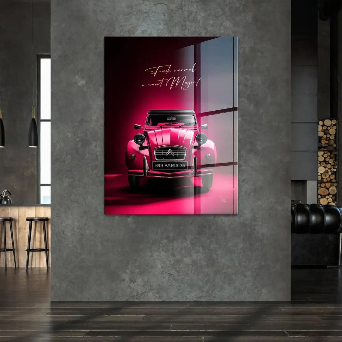 Pink Magic 2CV Acrylglasbild