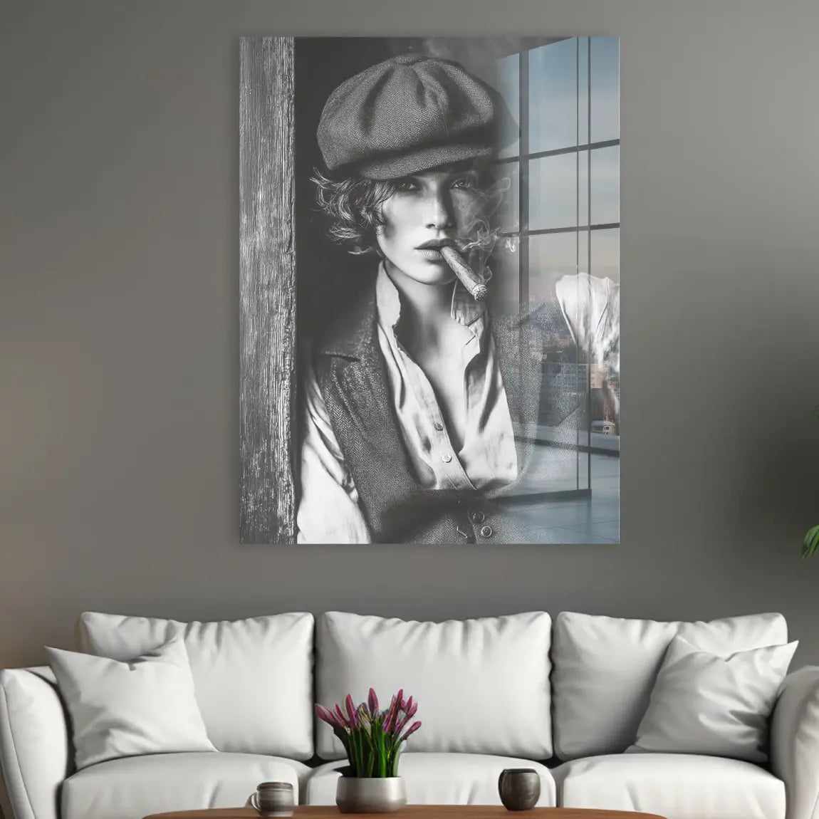 Smoke & Secrets Beauty in schwarz weiss Acrylglasbild INGALERIE
