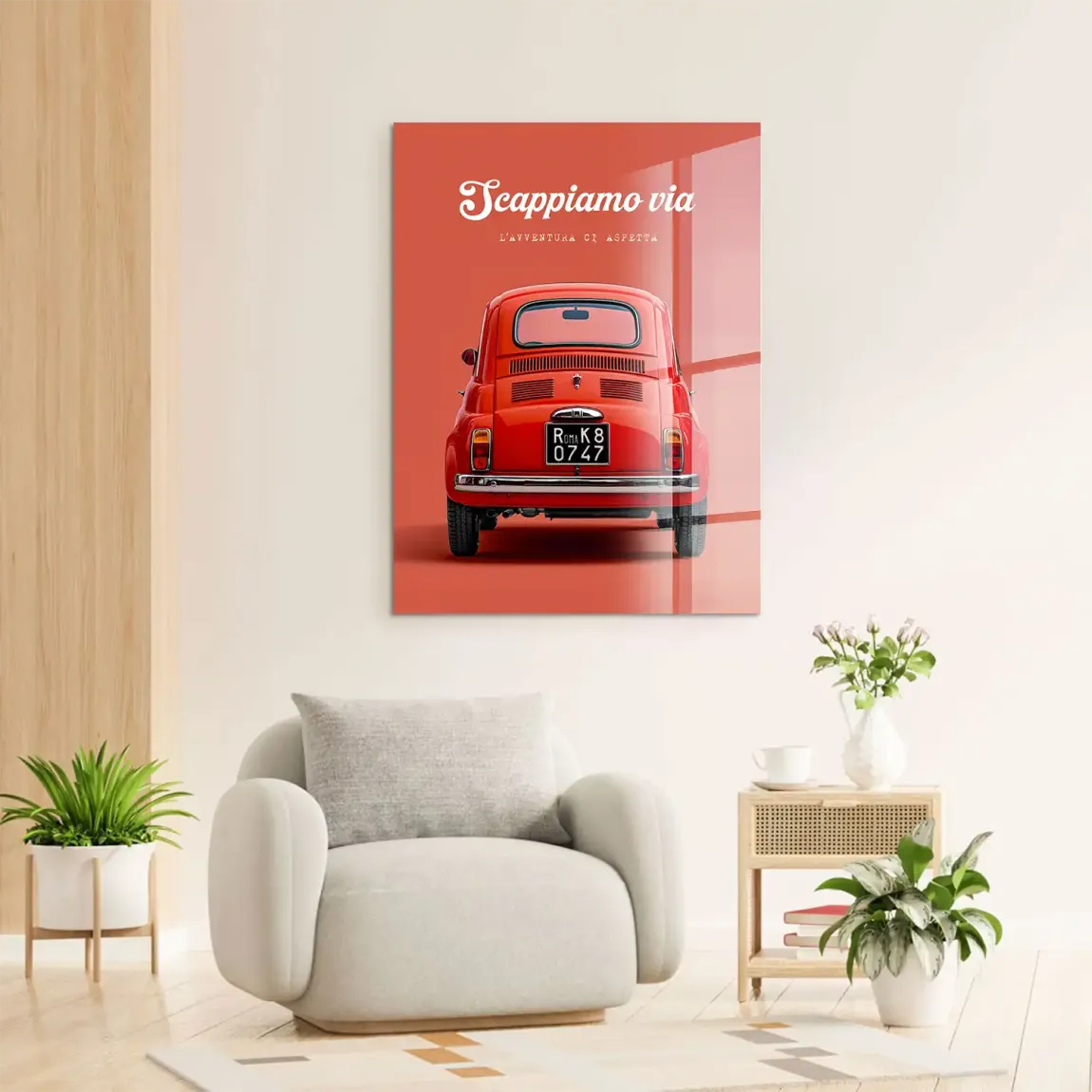 Fiat 500 Rosso Acrylglasbild