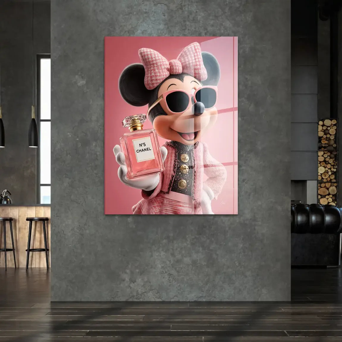 Paris Glam Minnie Maus Acrylglasbild