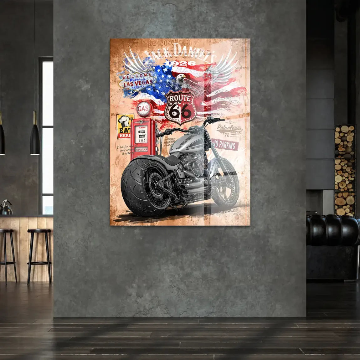 Harley Route 66 Acrylglasbild
