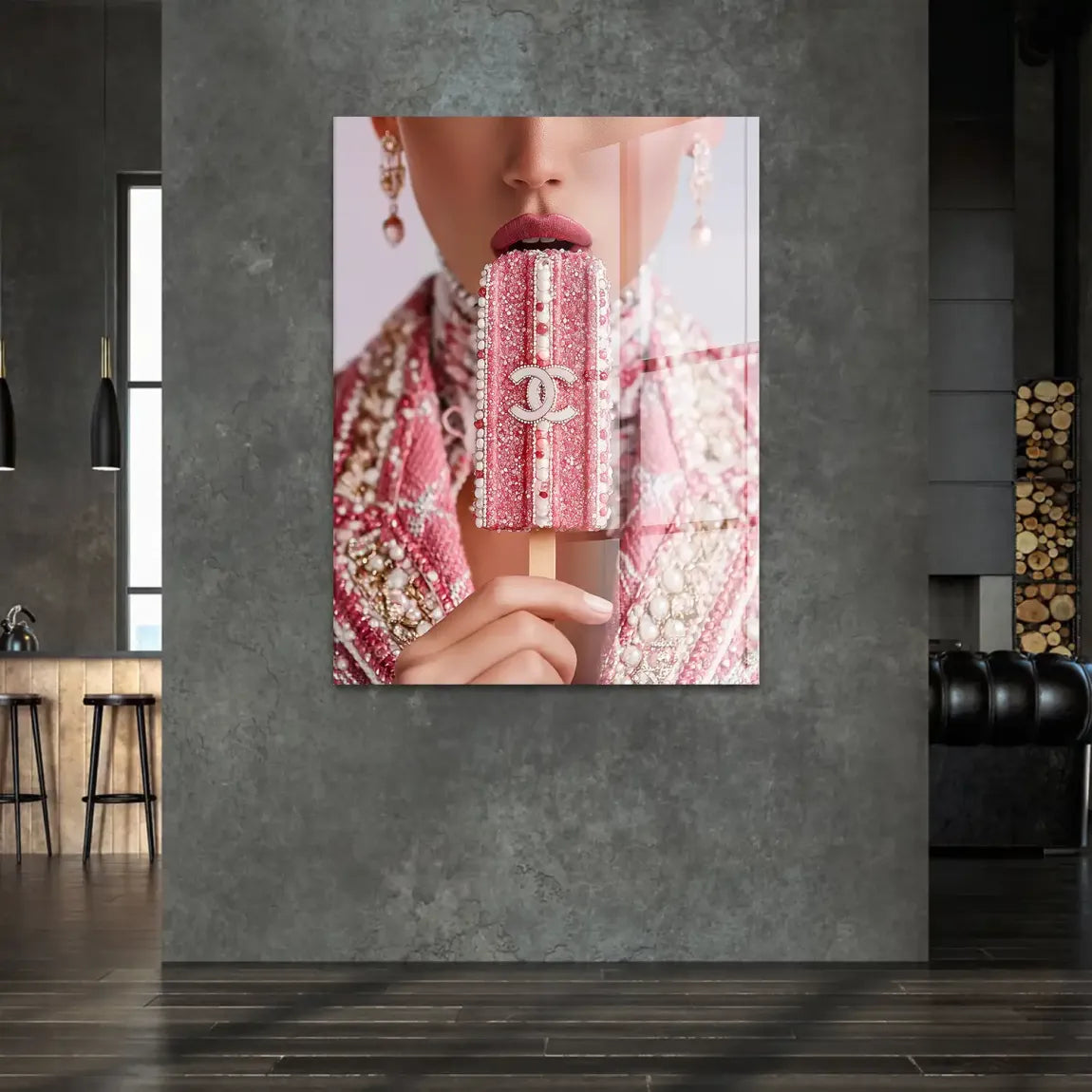 Pink Pearl Ice Couture Chanel Acrylglasbild
