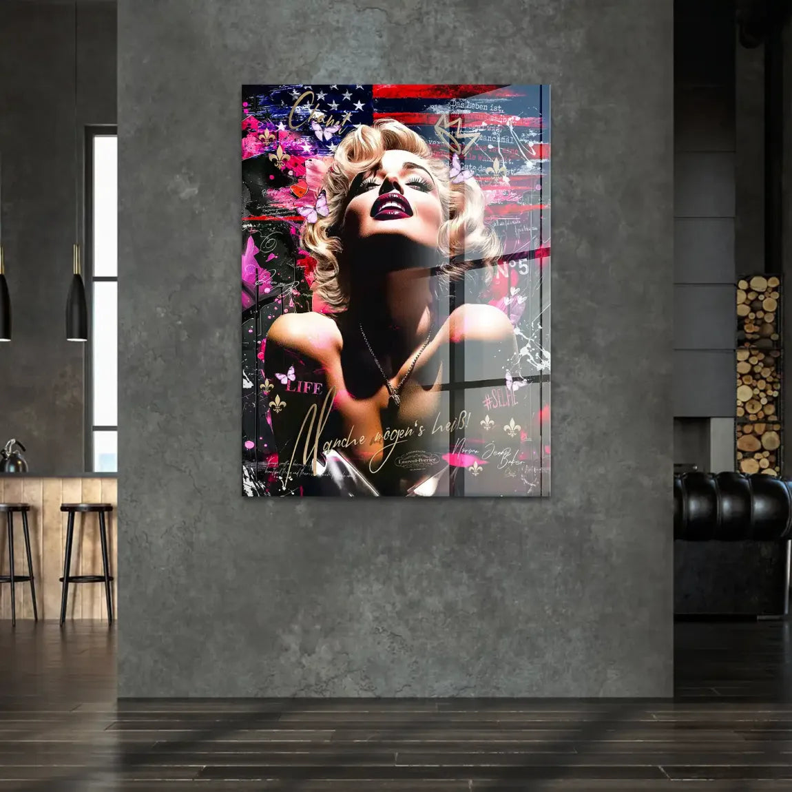 Pop Glam Marilyn Monroe Acrylglasbild