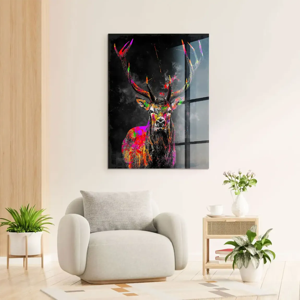 Bunter Hirsch Acrylglasbild