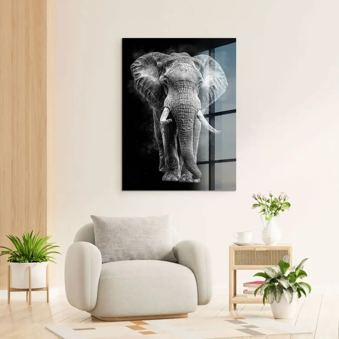 Elefant Noir Acrylglasbild