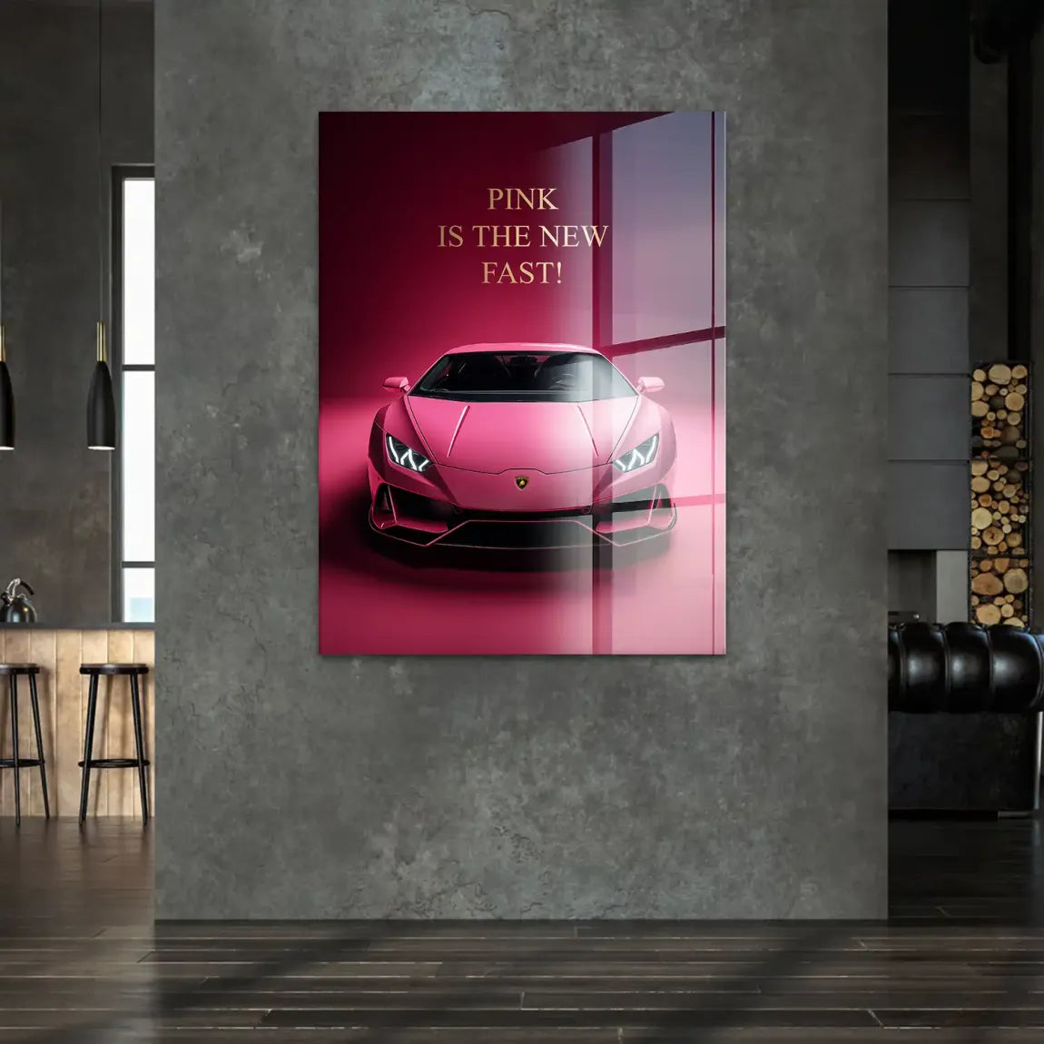 Pink Speed Lambo Acrylglasbild