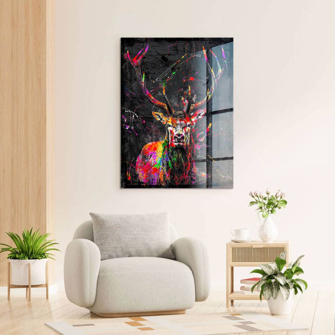Hirsch Pop Style Acrylglasbild