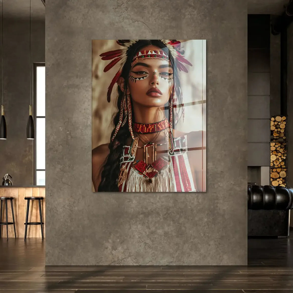 Die Indianerin Acrylglasbild