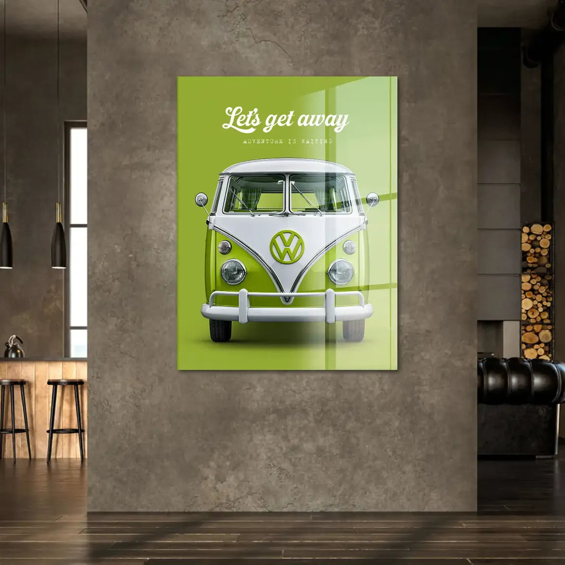 Green VW Bulli Acrylglasbild