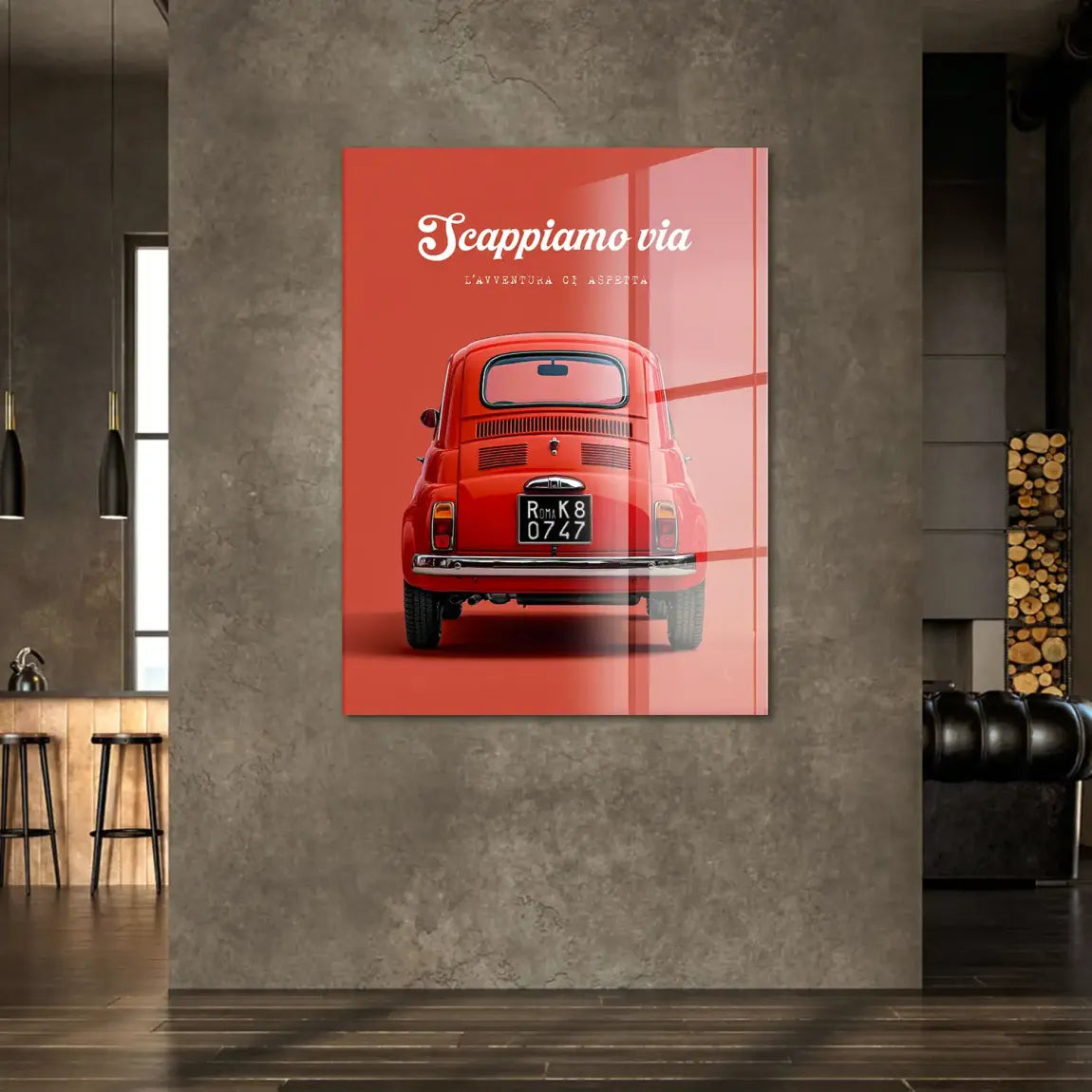 Fiat 500 Rosso Acrylglasbild