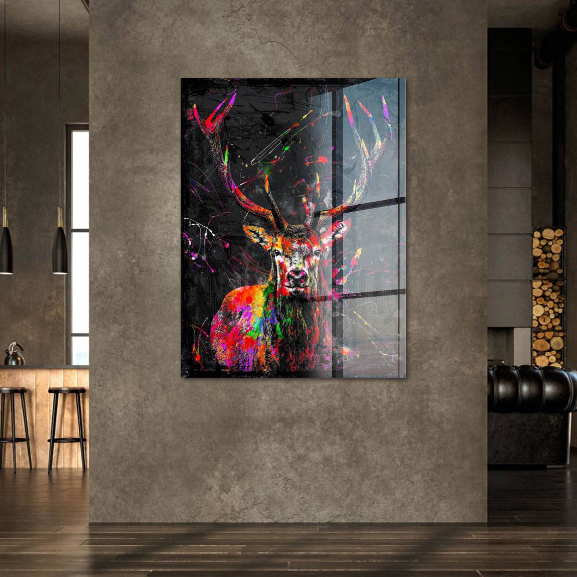 Hirsch Pop Style Acrylglasbild