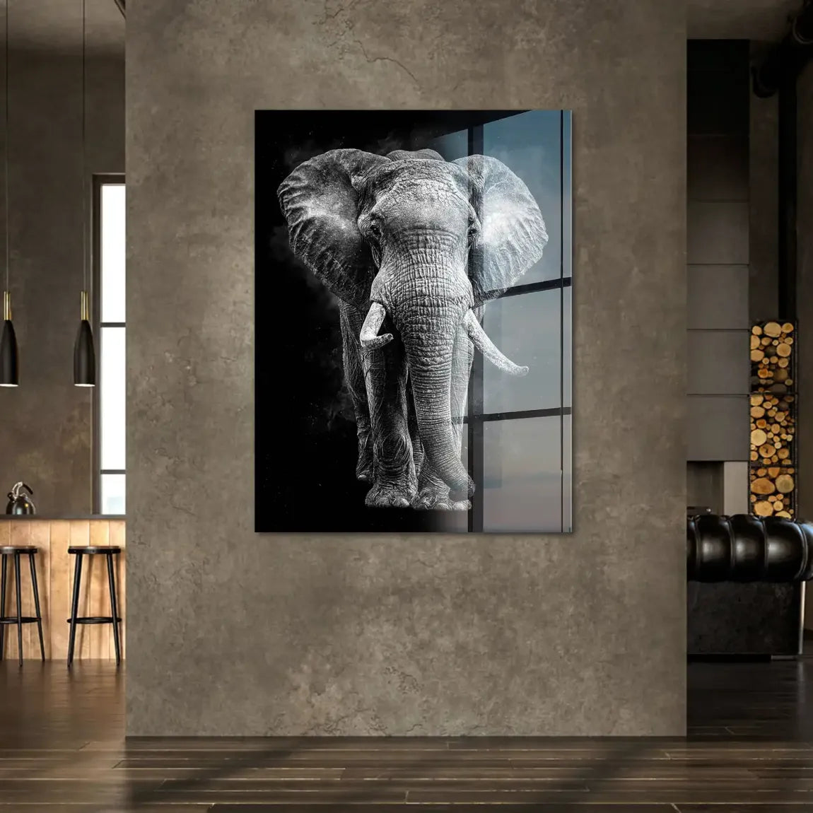 Elefant Noir Acrylglasbild