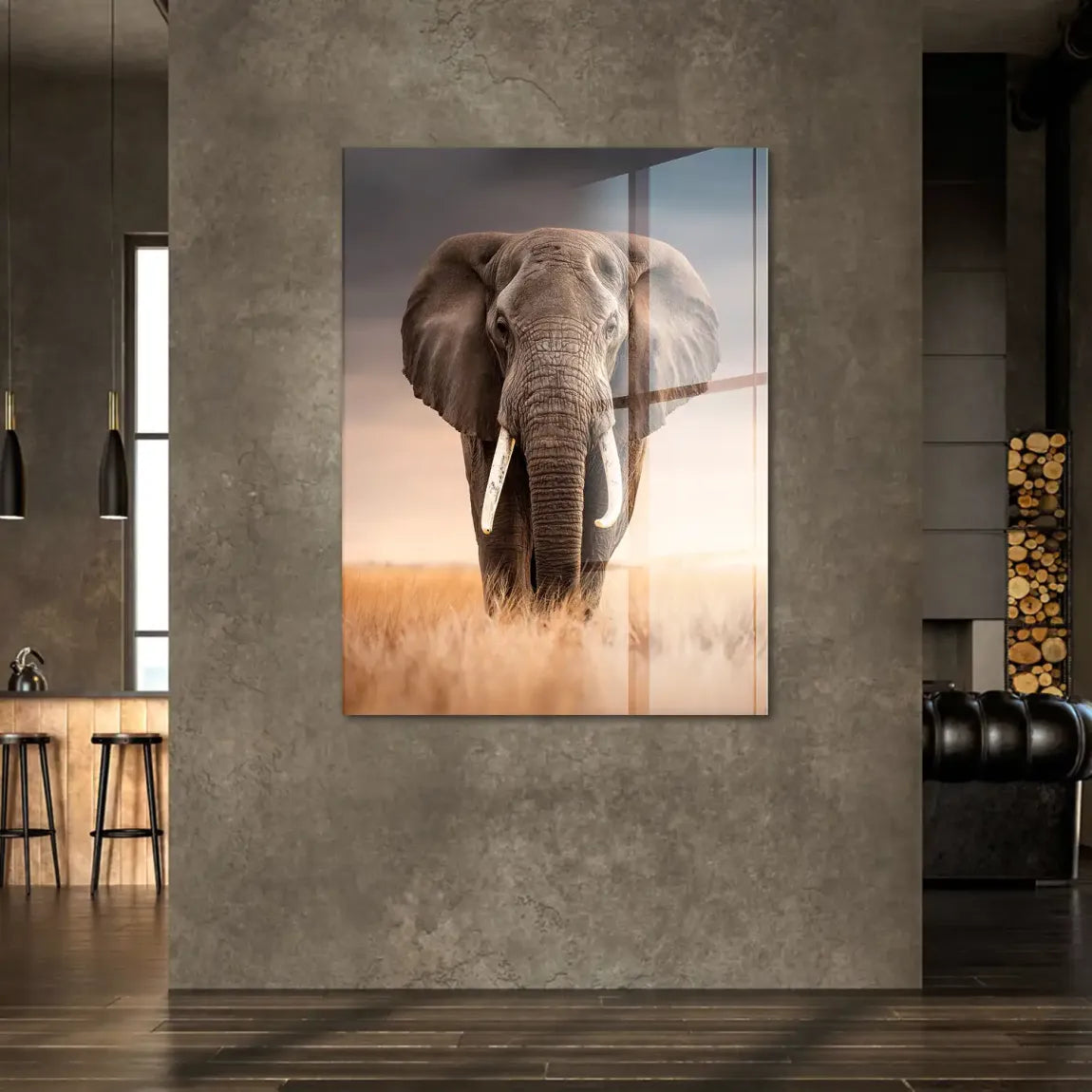 Savanne Elefant Acrylglasbild