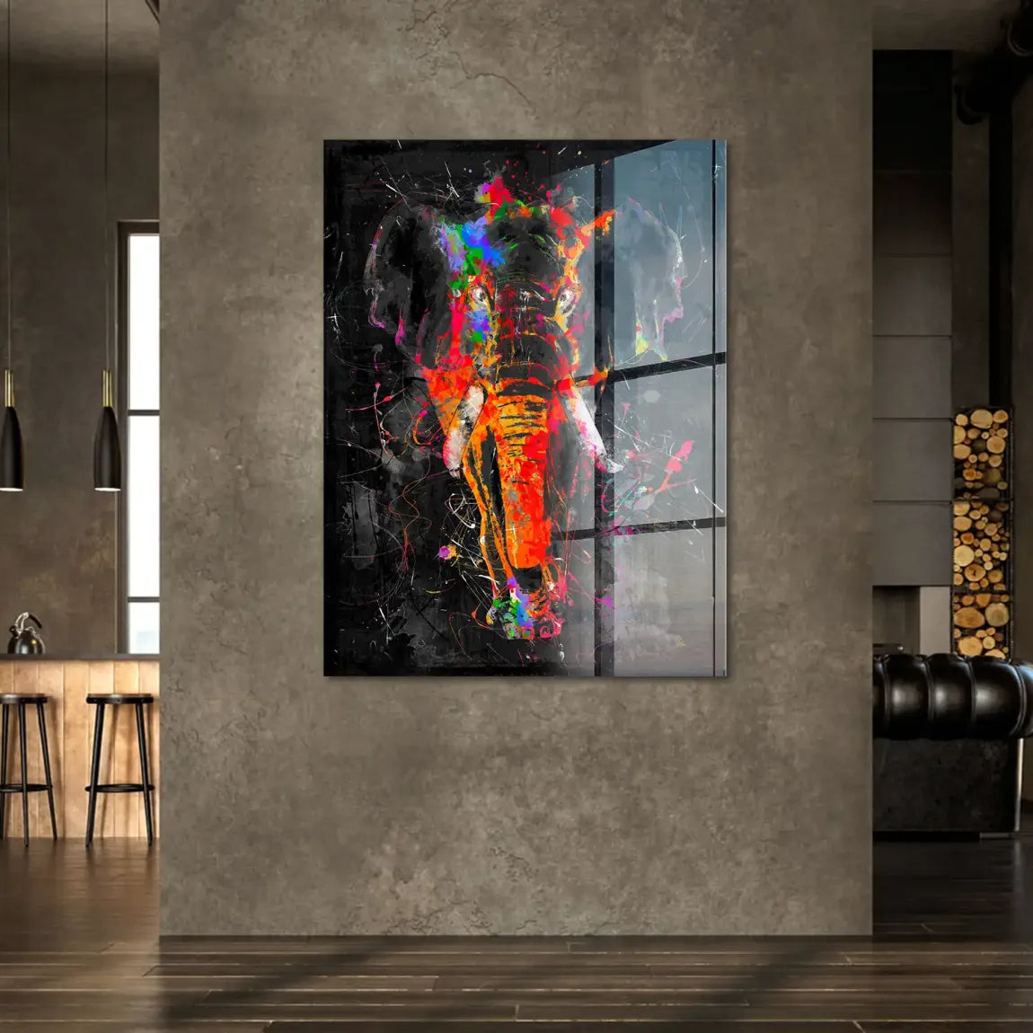 Bunter Elefant Acrylglasbild