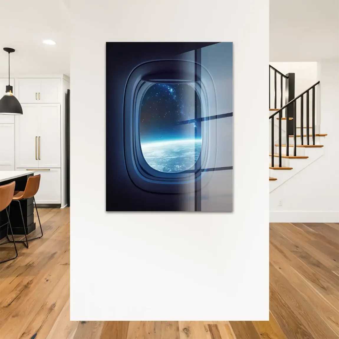 Flugzeugfenster Galaxie Acrylglasbild