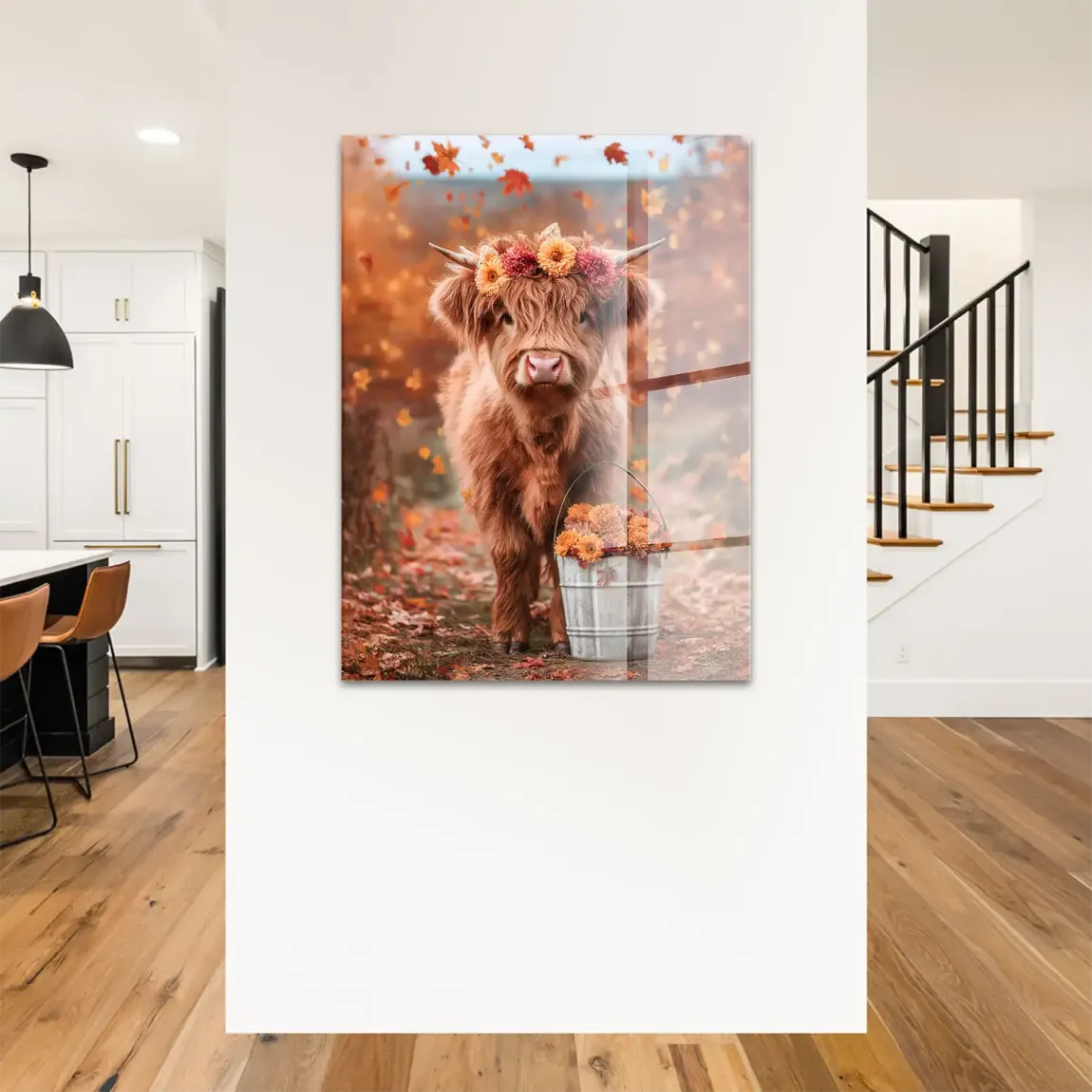 Herbstliebe Highland Acrylglasbild