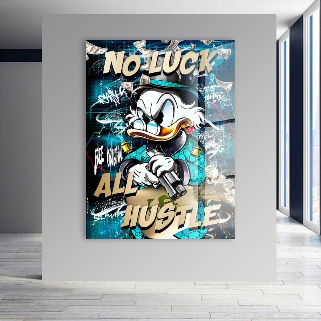 Dagobert Duck All Hustle Pop Art Acrylglas Bild INGALERIE