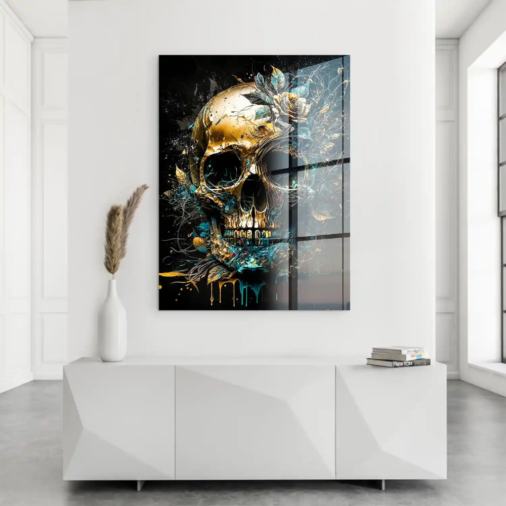 Totenkopf Gold Style Acrylglasbild INGALERIE