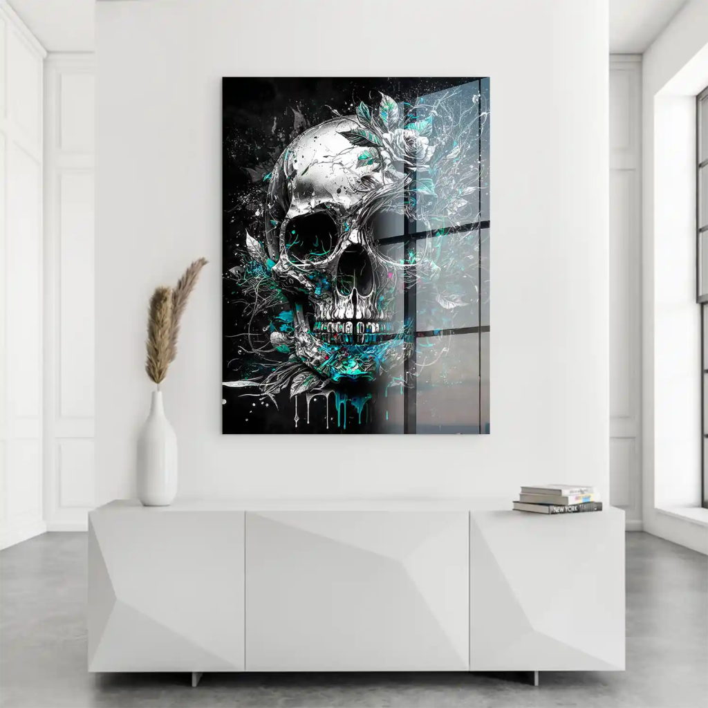Totenkopf Silver Style Acrylglas Bild INGALERIE