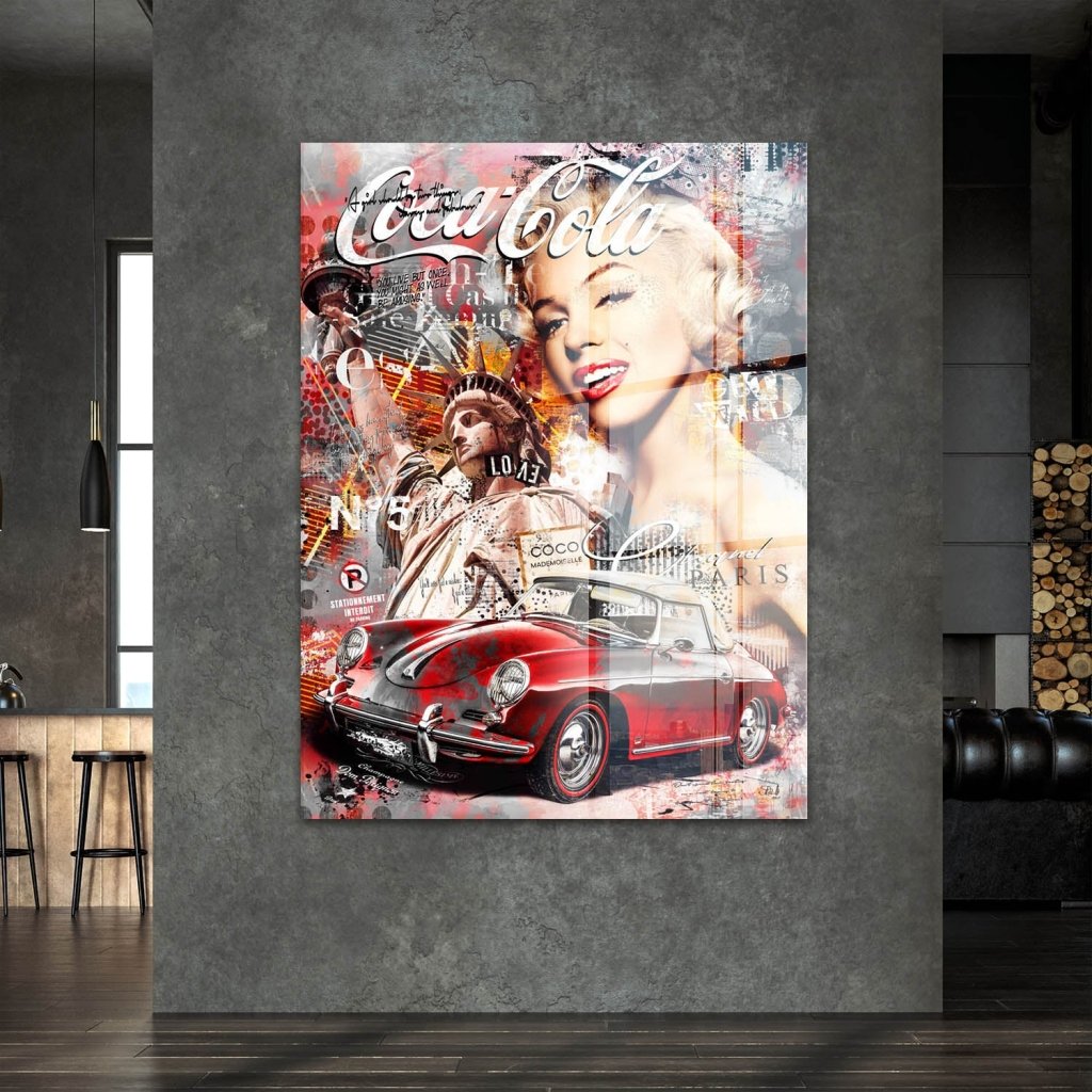 Marilyn Monroe Porsche Pop Art Acrylglas Bild INGALERIE