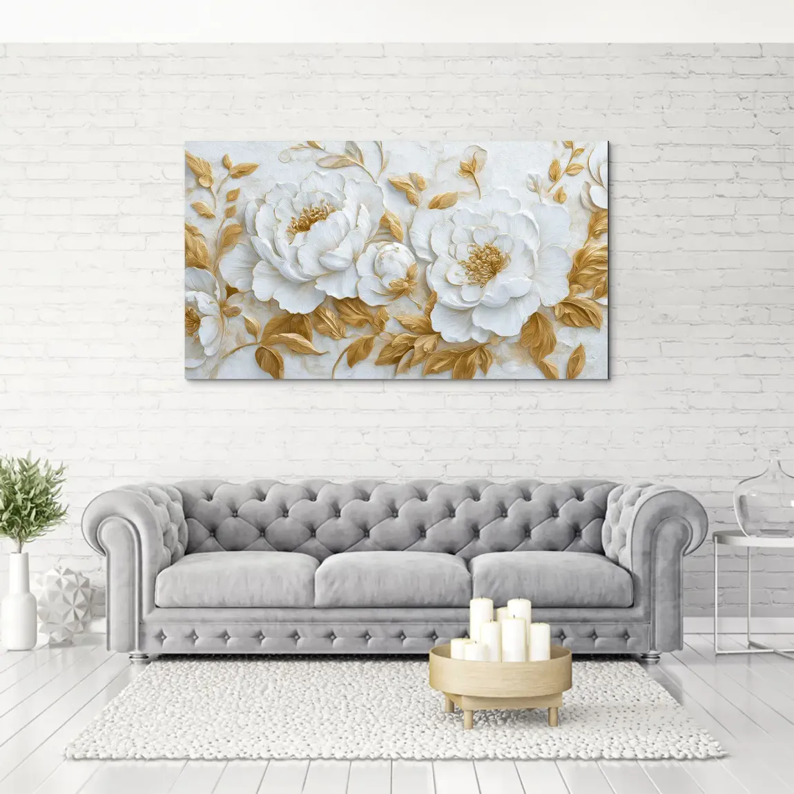 White Gold Rose Art Aludibond Bild
