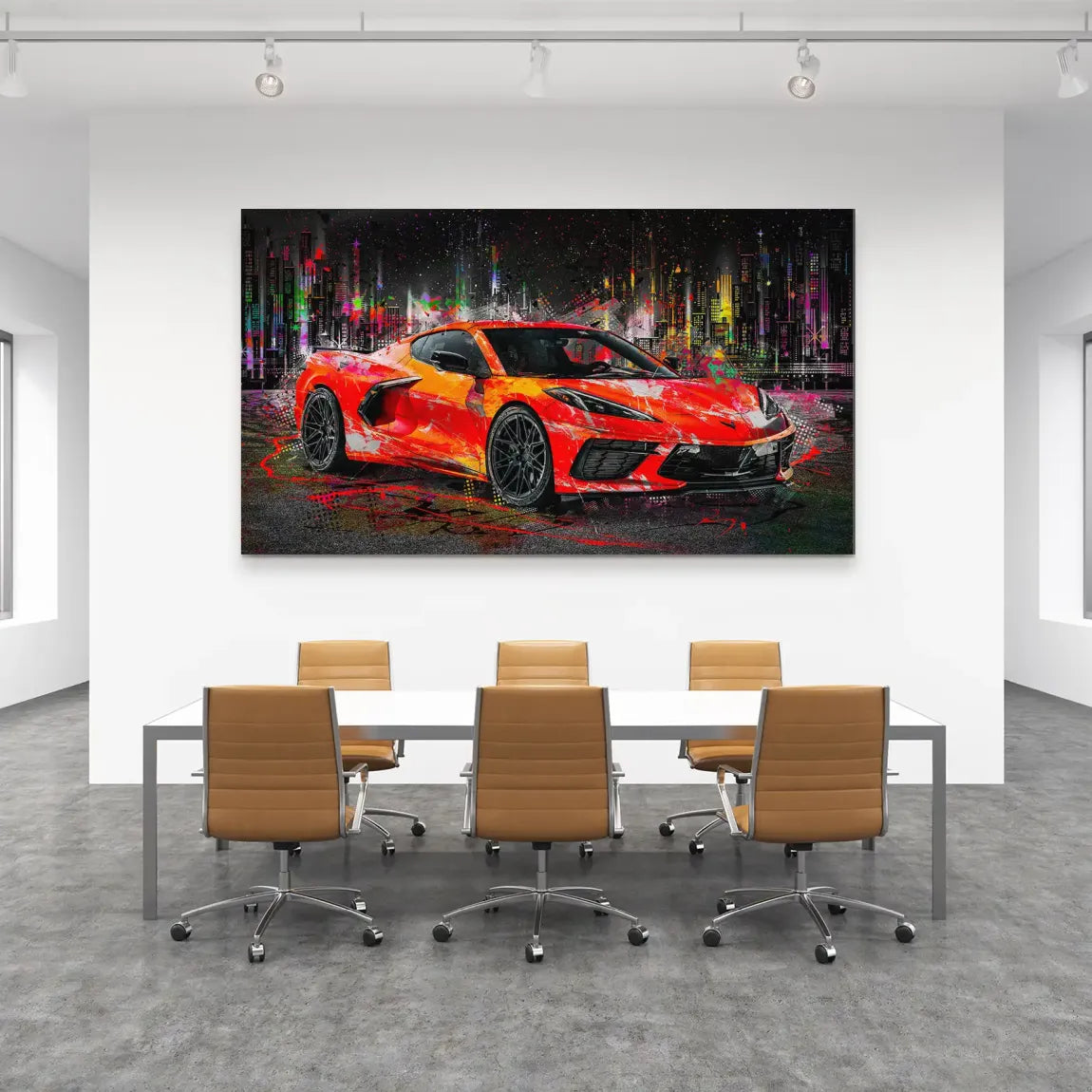 Corvette C8 Abstrak Red Style Aludibond Bild INGALERIE