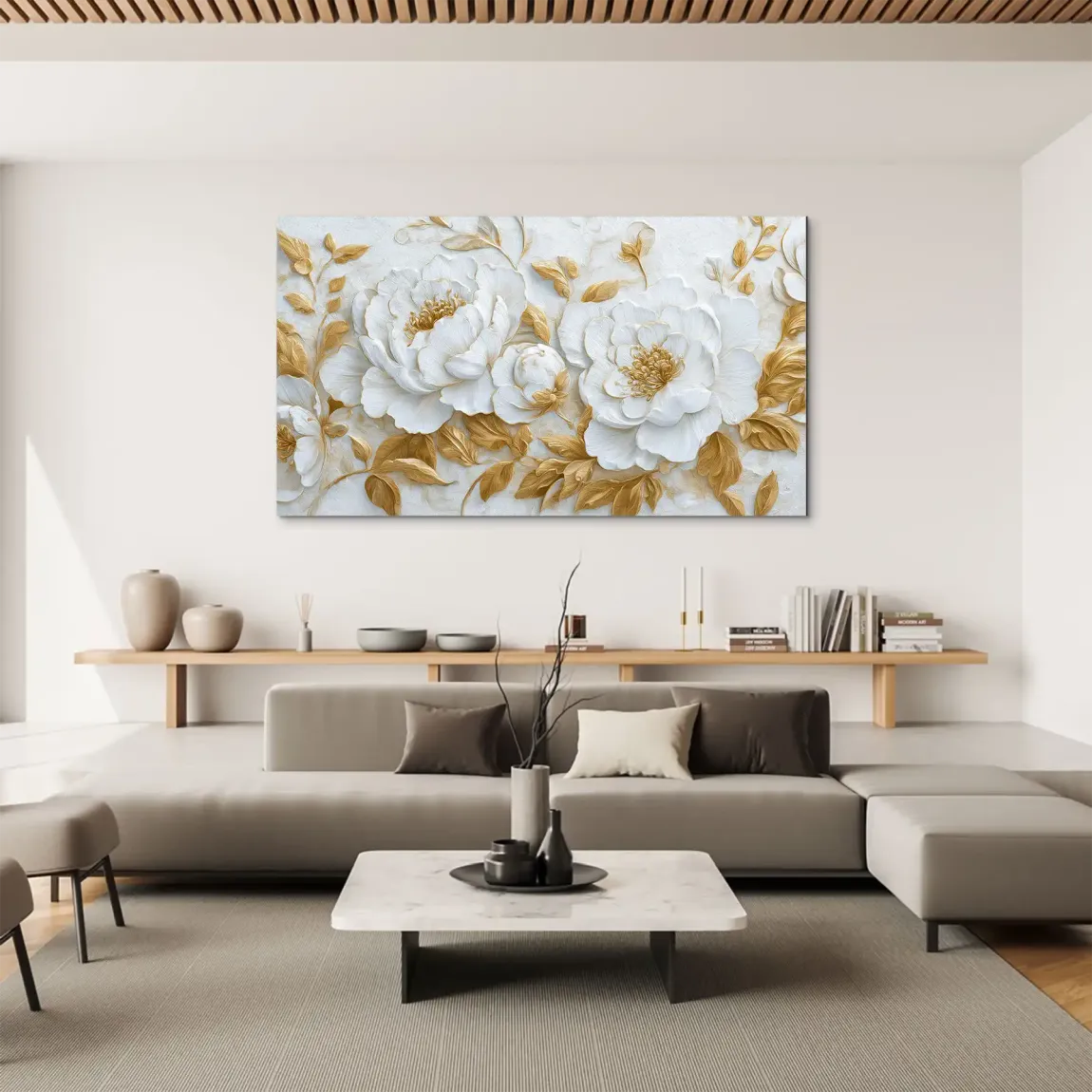 White Gold Rose Art Aludibond Bild