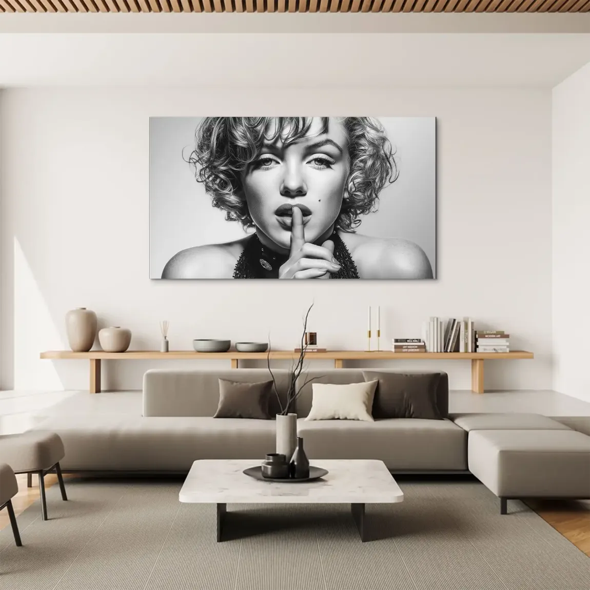 Marilyn Silent Secret Black Aludibond Bild
