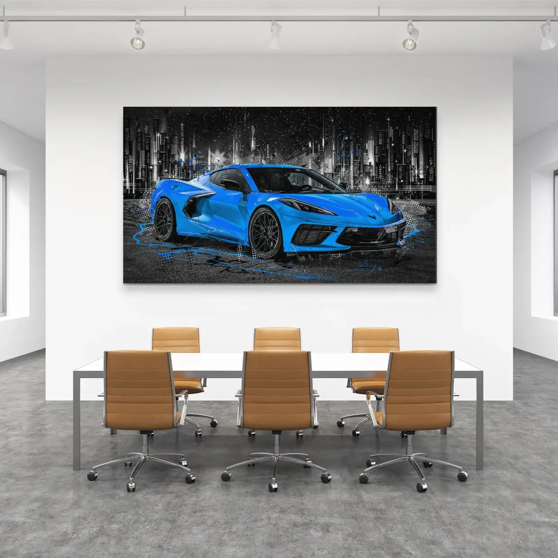 Corvette C8 Abstrak Blue Style Aludibond Bild INGALERIE