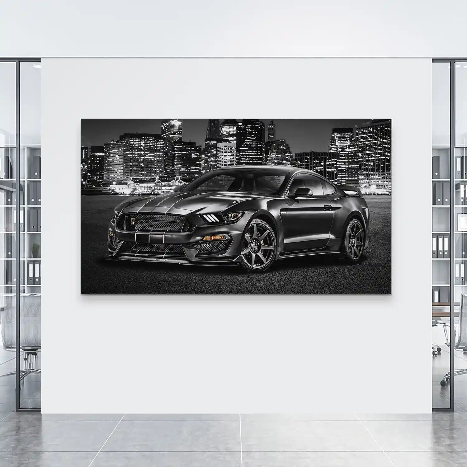 Ford Mustang Black City Aludibond Bild INGALERIE