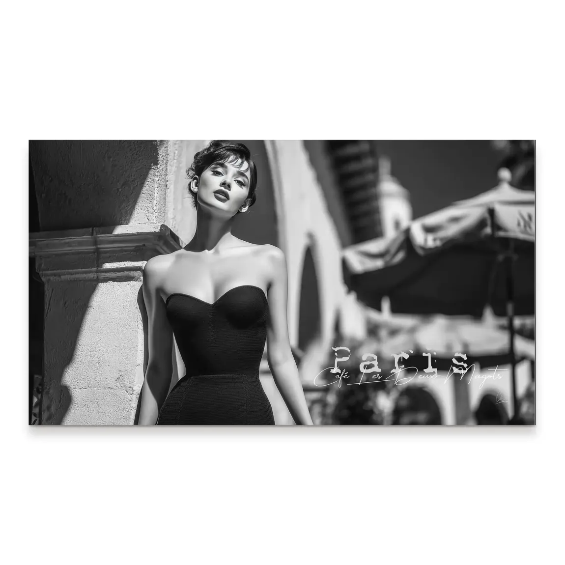 Audrey Hepburn Paris Cafe Aludibond Bild