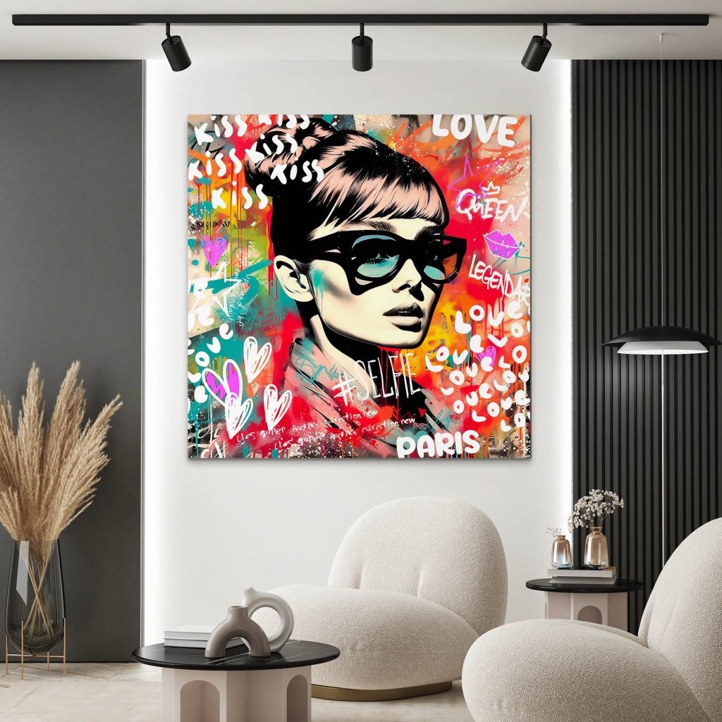 Audrey Hepburn Graffiti AluDibond Bild INGALERIE
