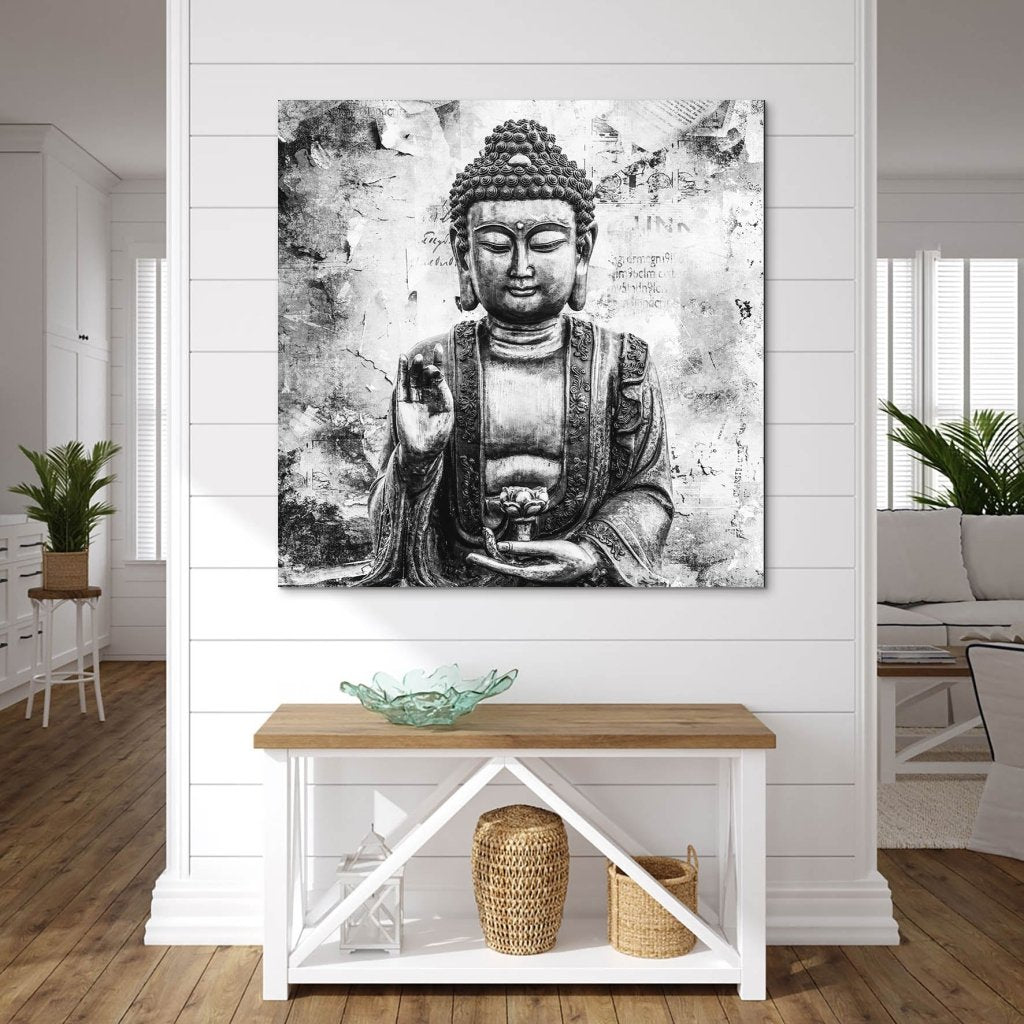 Buddha Abstrakt Black & White AluDibond Bild INGALERIE