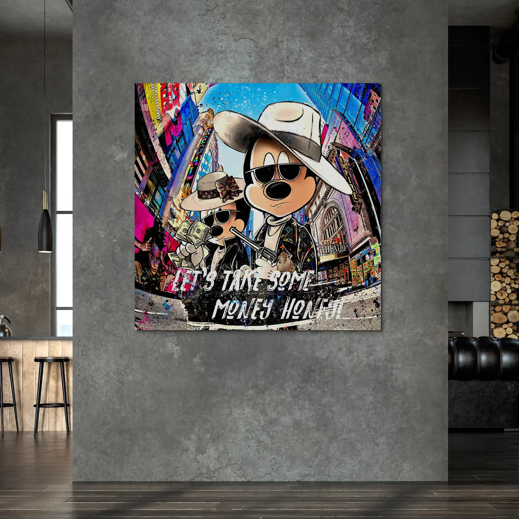 Micky & Minnie Gangster Goes Shopping AluDibond Bild INGALERIE