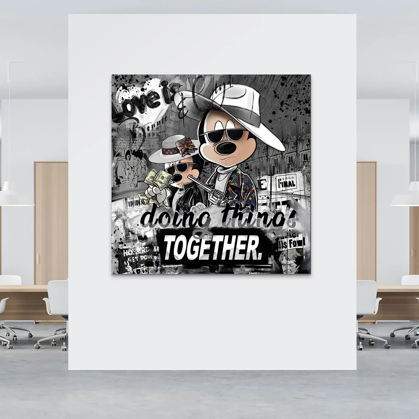 Micky & Minnie Gangster Modern Style AluDibond Bild INGALERIE