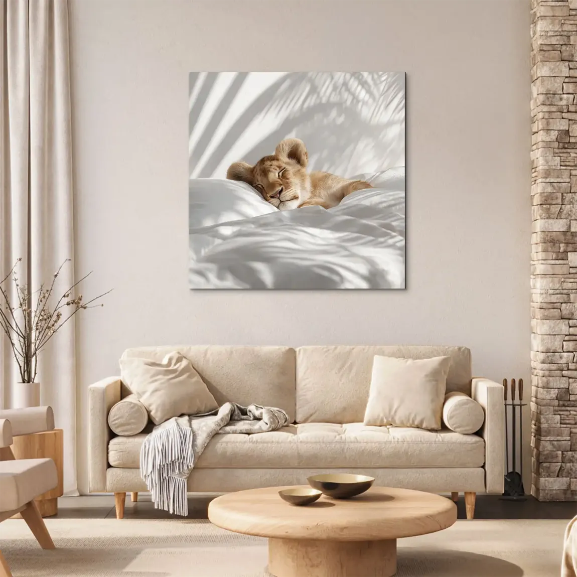 Schlafendes Löwenbaby Alu Dibond Wandbild