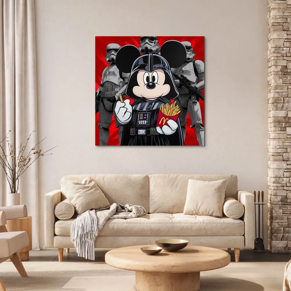Micky Maus Vader Alu Dibond Wandbild