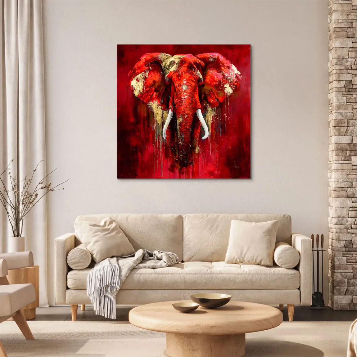 Roter Elefant Alu Dibond Wandbild