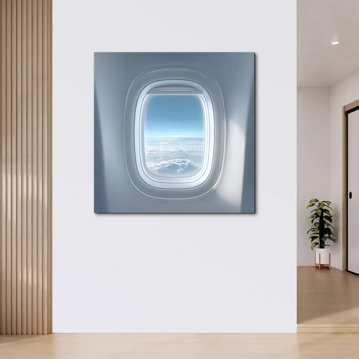 Flugzeugfenster Horizont Alu Dibond Wandbild
