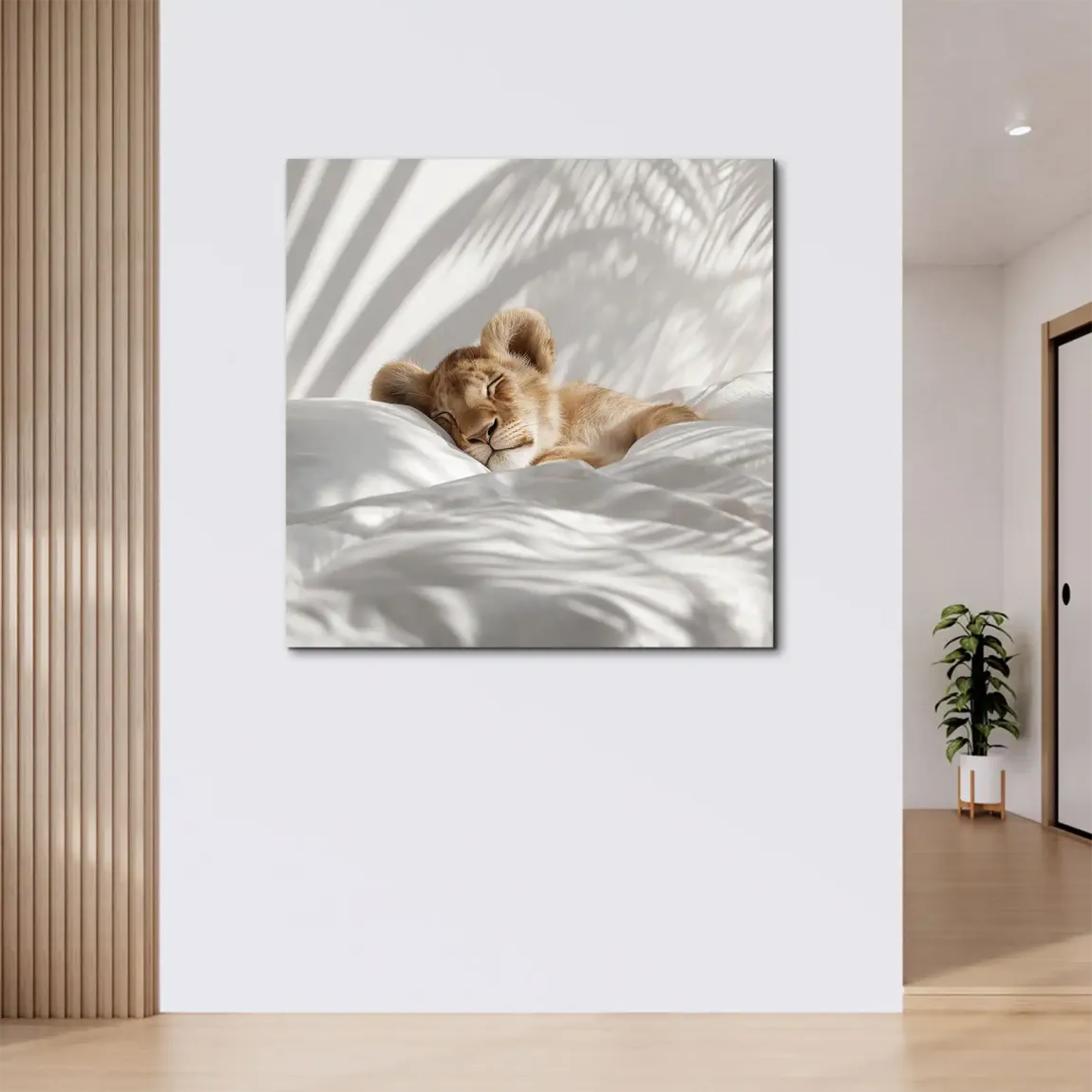 Schlafendes Löwenbaby Alu Dibond Wandbild