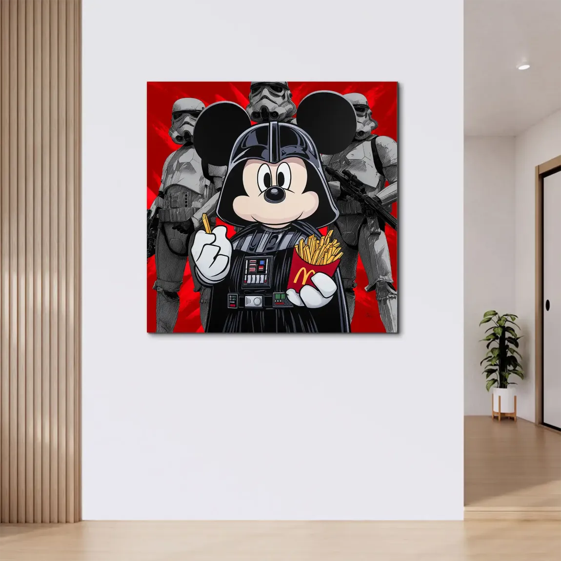 Micky Maus Vader Alu Dibond Wandbild