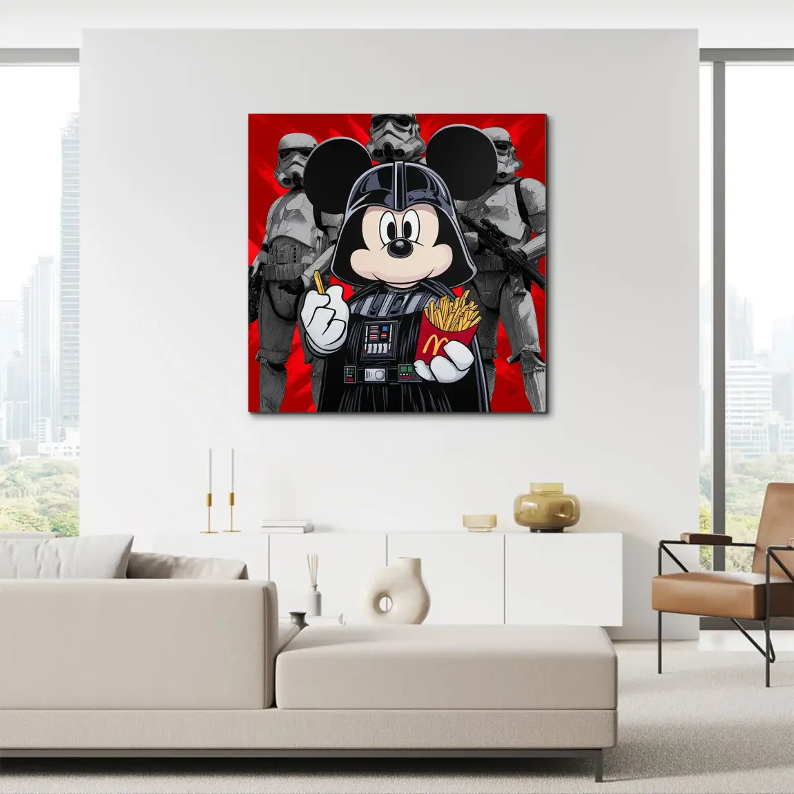 Micky Maus Vader Alu Dibond Wandbild