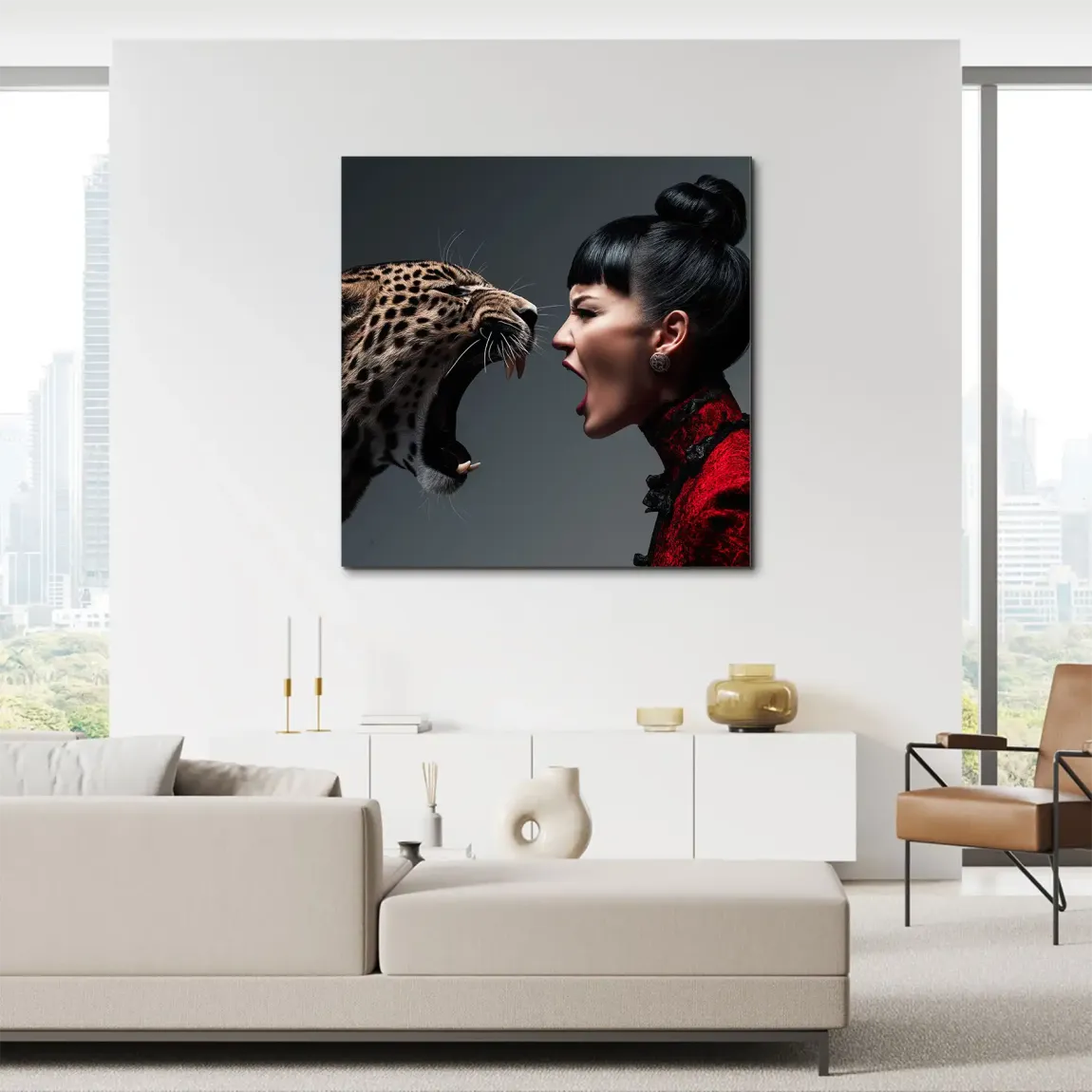 Leopardin Diva Alu Dibond Wandbild