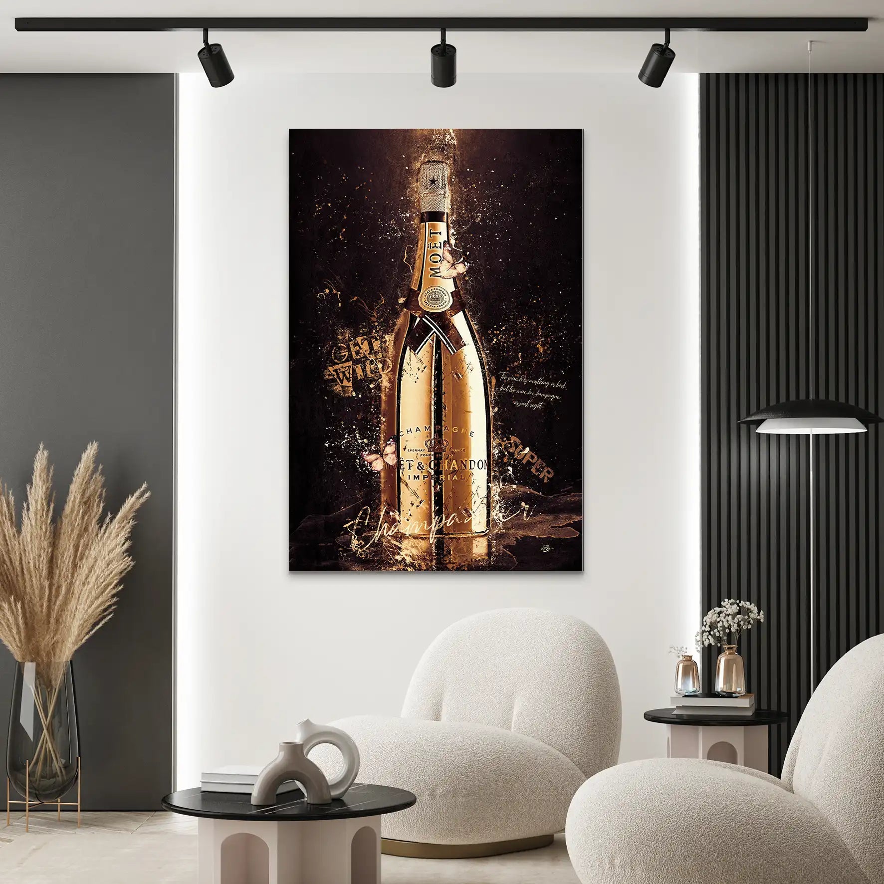 Champagner Retro Style AluDibond Bild INGALERIE