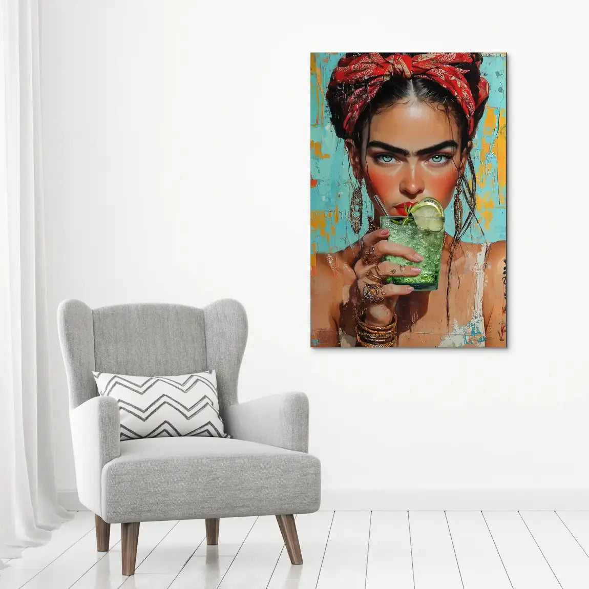 Frida Kahlo Mint Alu Dibond Bild