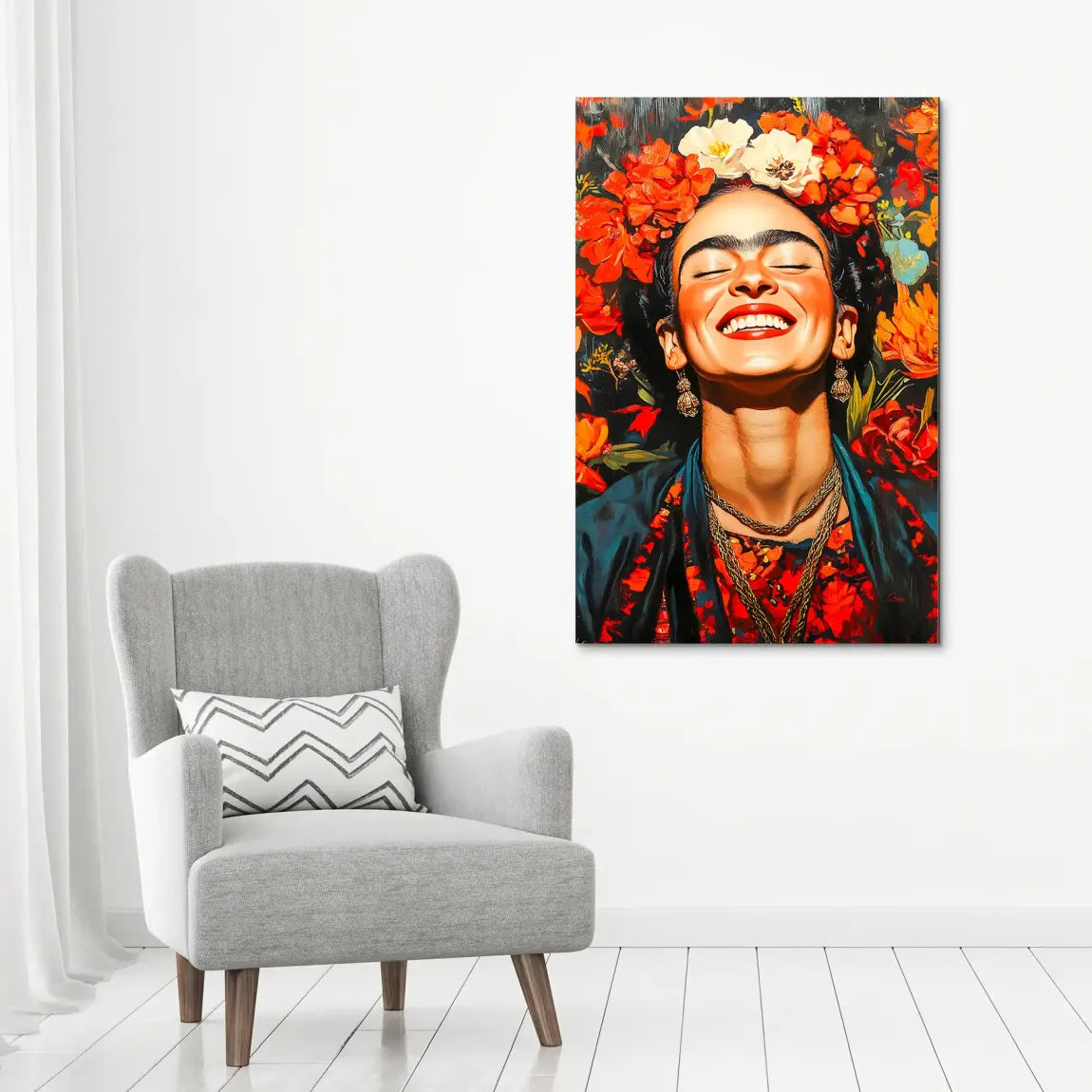 Frida Kahlo Fiery Bloom Alu Dibond Bild INGALERIE