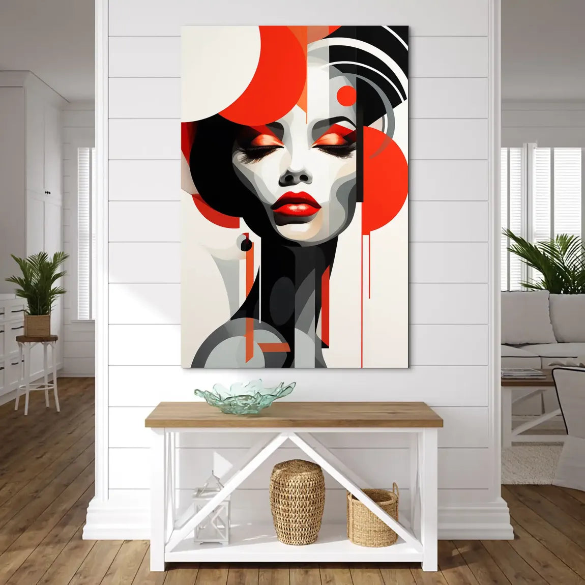 Rote Eleganz trifft urbane Stille Alu Dibond Bild